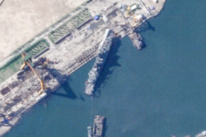 New satellite image offers clearer view of North Korean warship lifted upright